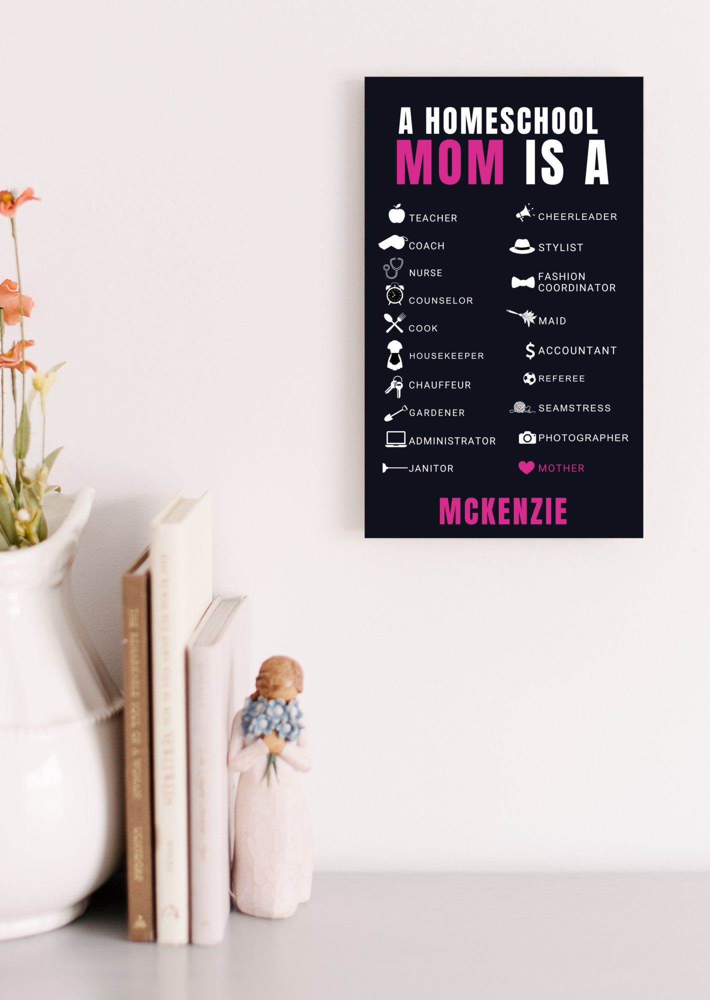 Homeschool Mom UV Printed MDF Sign - 6x10, Mother's Day Gift, Gift for Mom, Mom Poster, Gift for Grandma