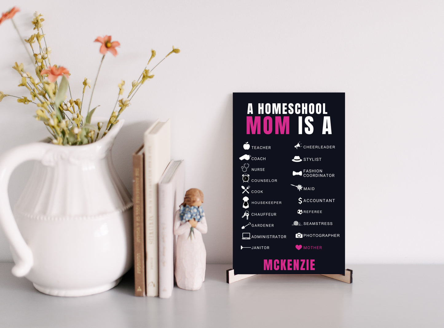 Homeschool Mom UV Printed MDF Sign - 6x10, Mother's Day Gift, Gift for Mom, Mom Poster, Gift for Grandma