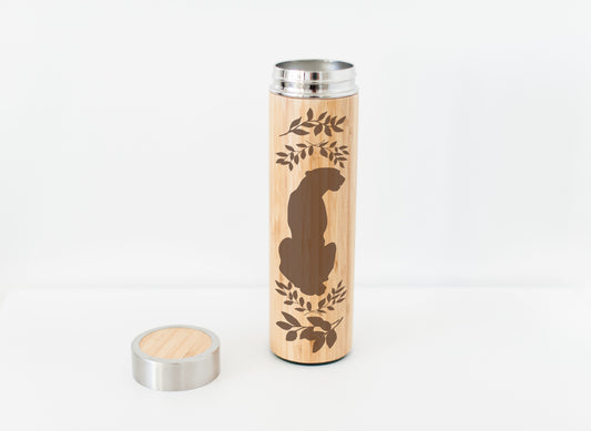 Cheetah Design Bamboo Water Bottle, Gift for Women, Gift for Her, Gift for Mom